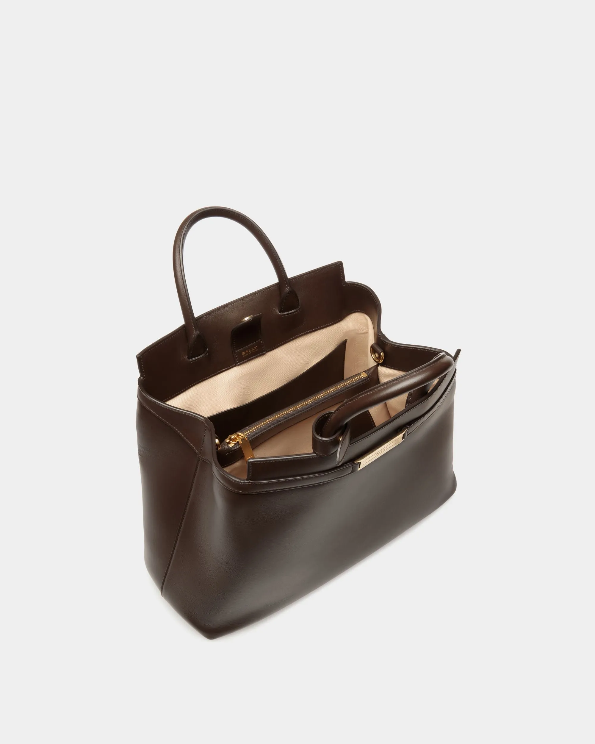 Deco Tote Bag In Ebano Leather 