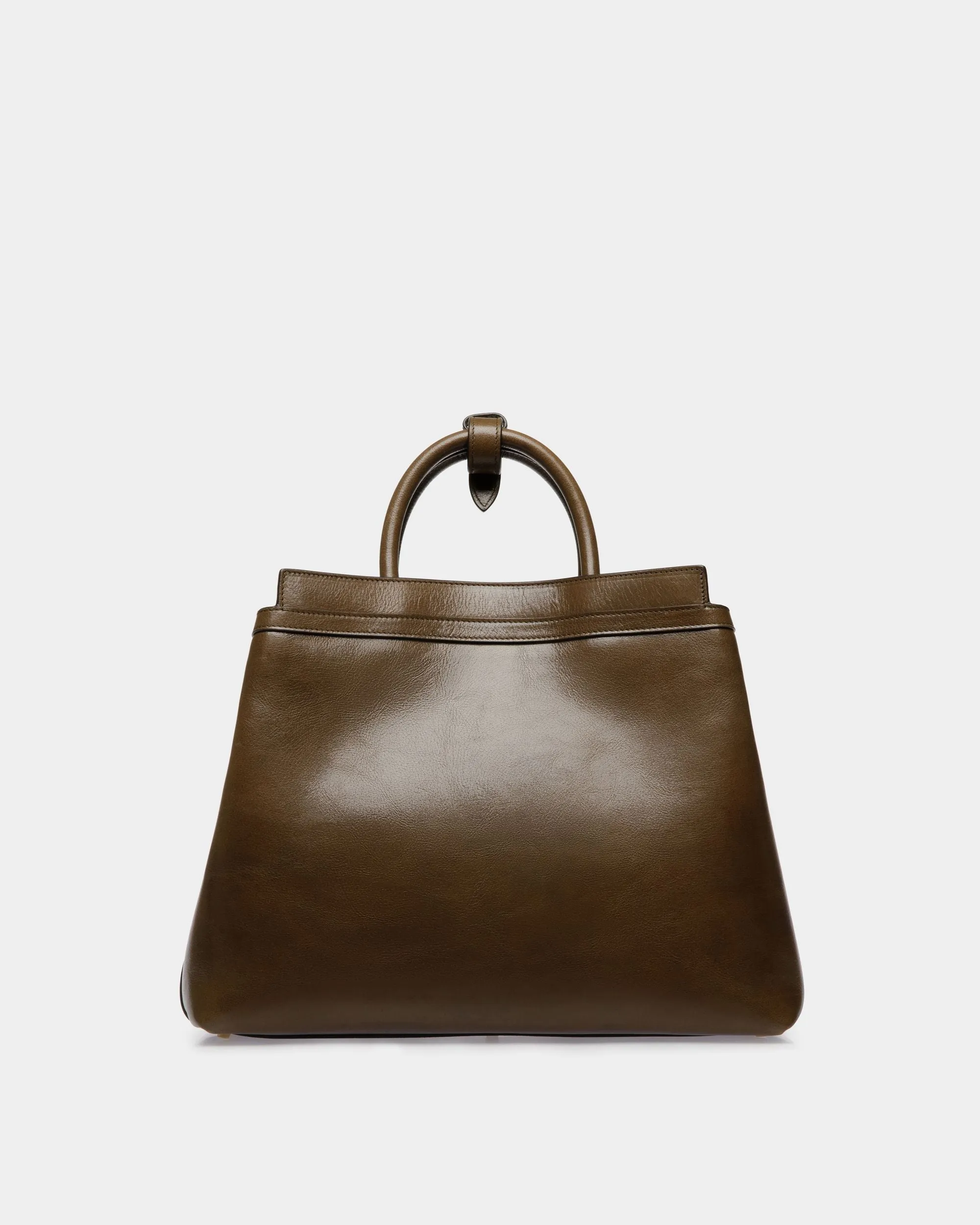 Deco Tote Bag In Marron Glacé Leather 