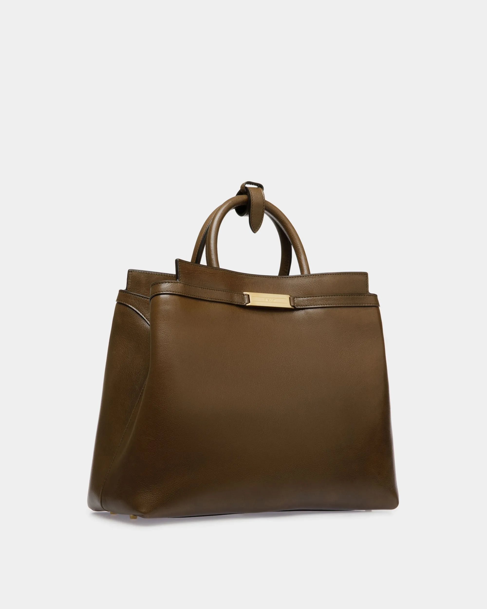 Deco Tote Bag In Marron Glacé Leather 