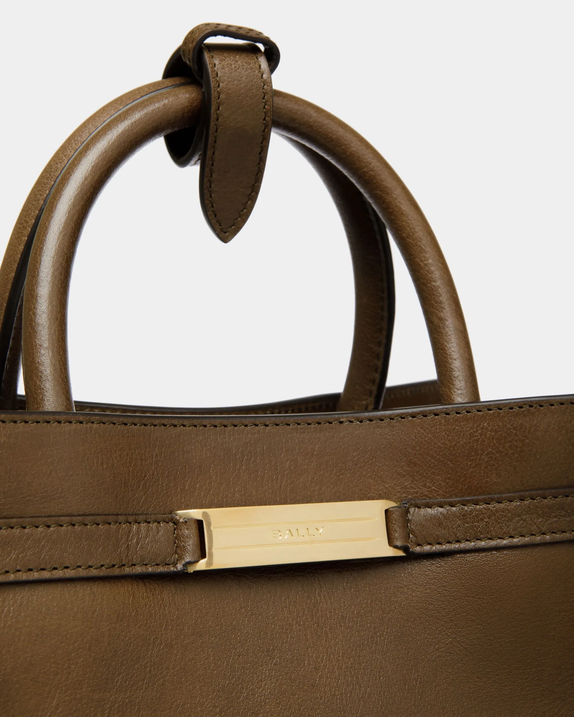 Deco Tote Bag In Marron Glacé Leather 