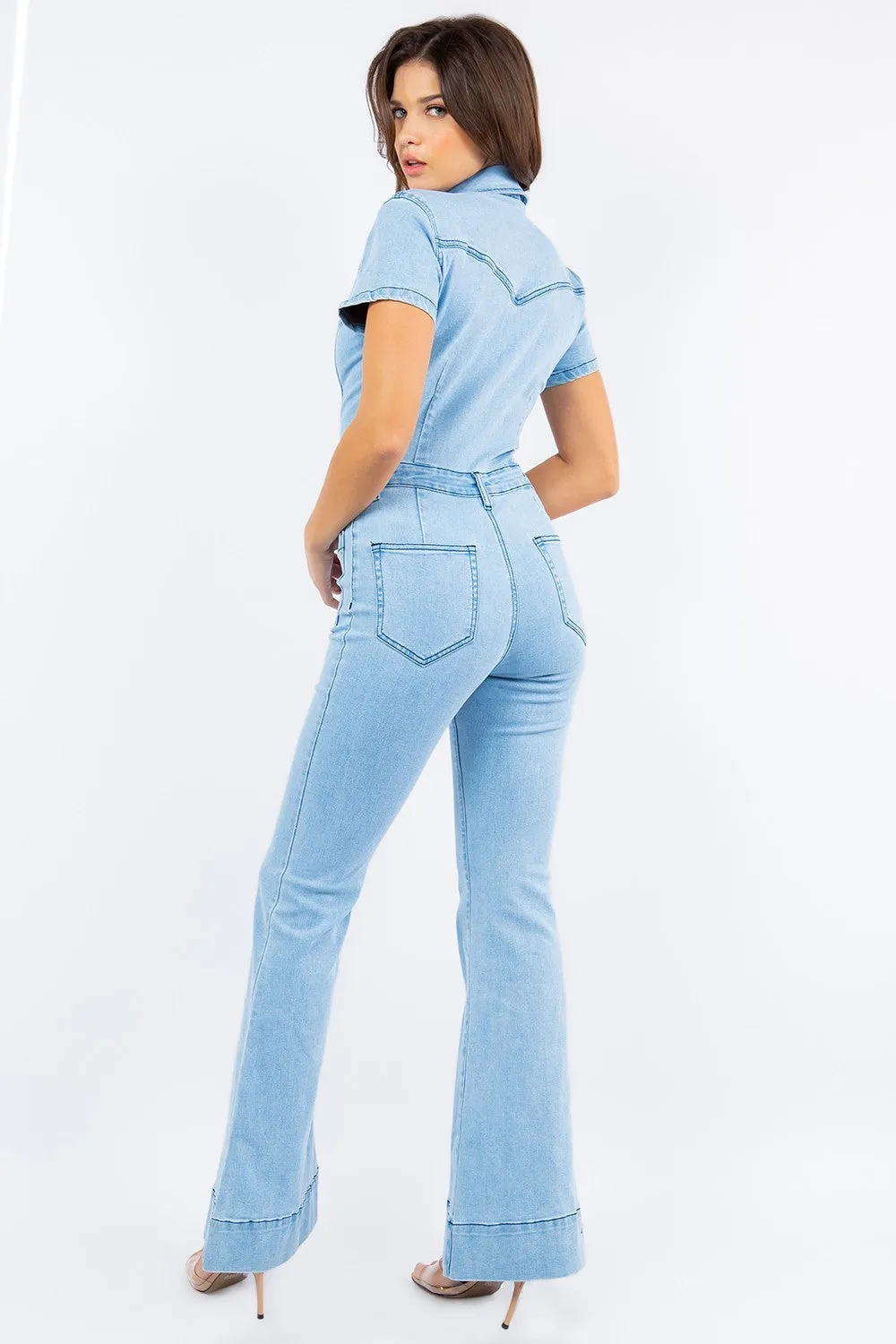 Denim Flared Jumpsuit