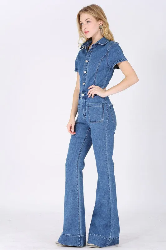 Denim Flared Jumpsuit