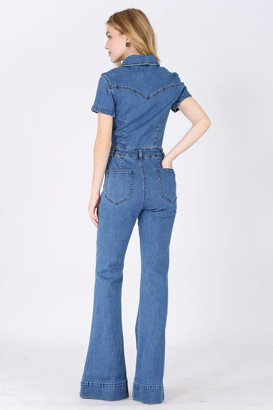 Denim Flared Jumpsuit