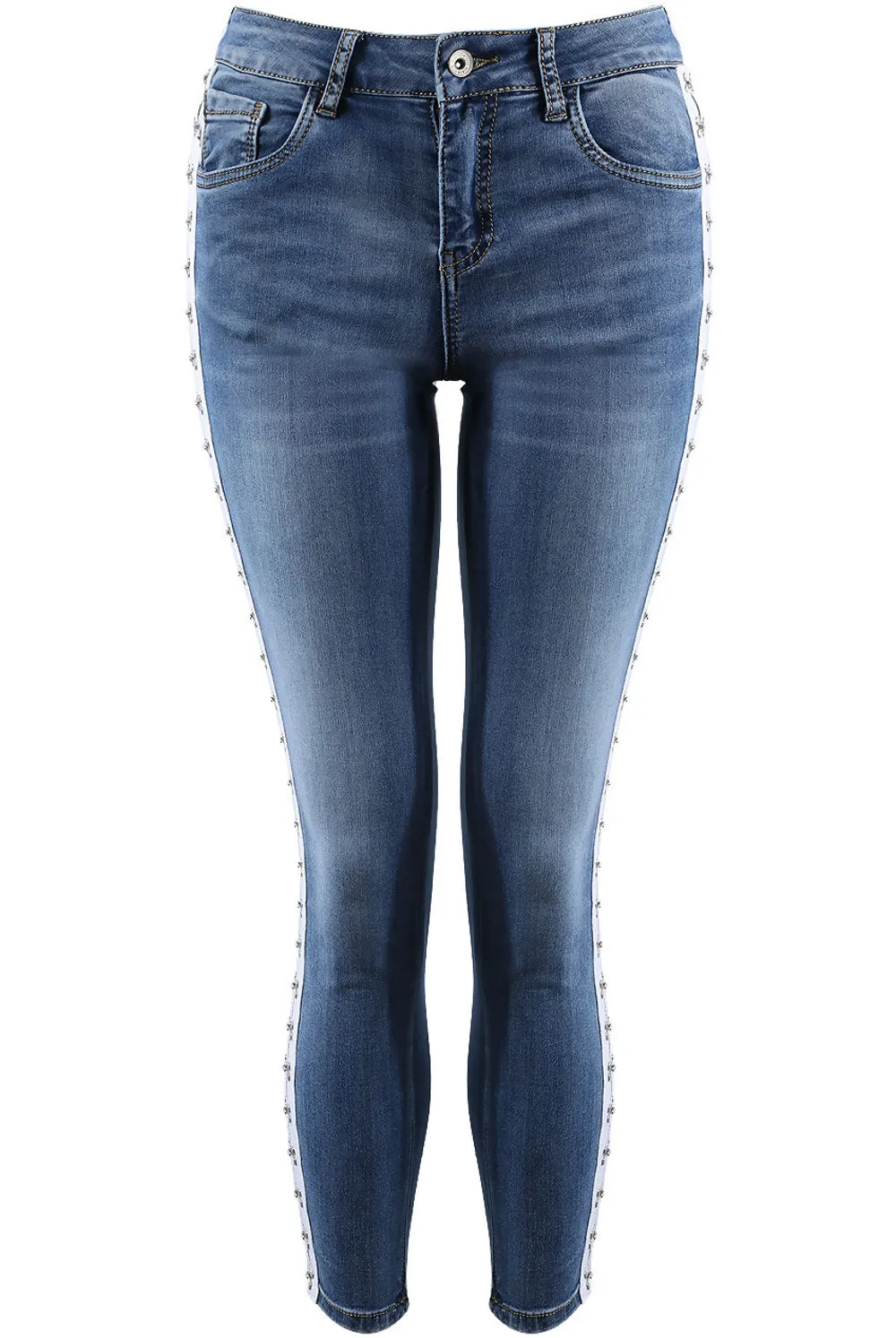 Denim Hook & Eye Trim Ankle Grazers Jeans