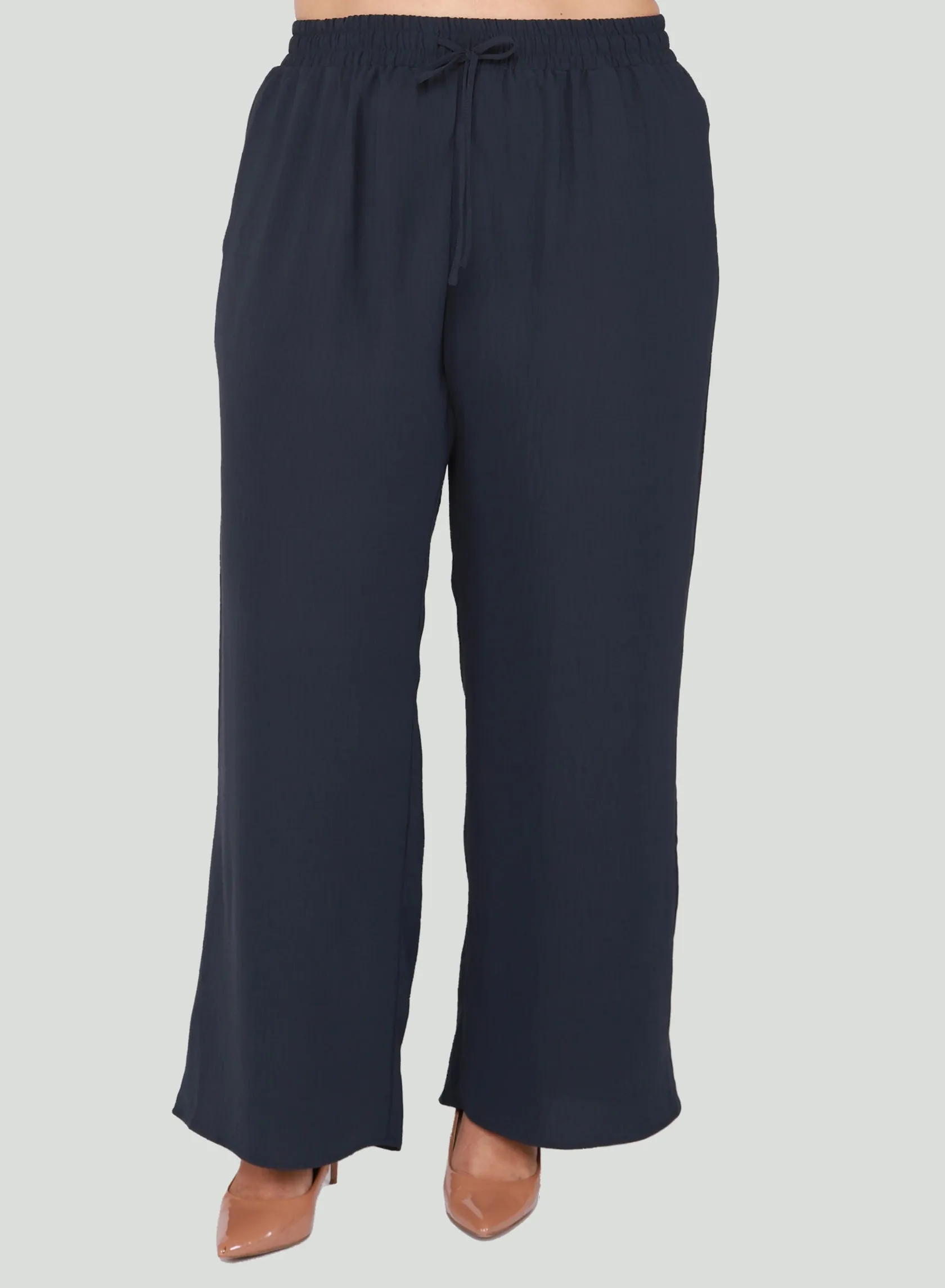 Dex Plus Wide Leg Trouser In Midnight Navy