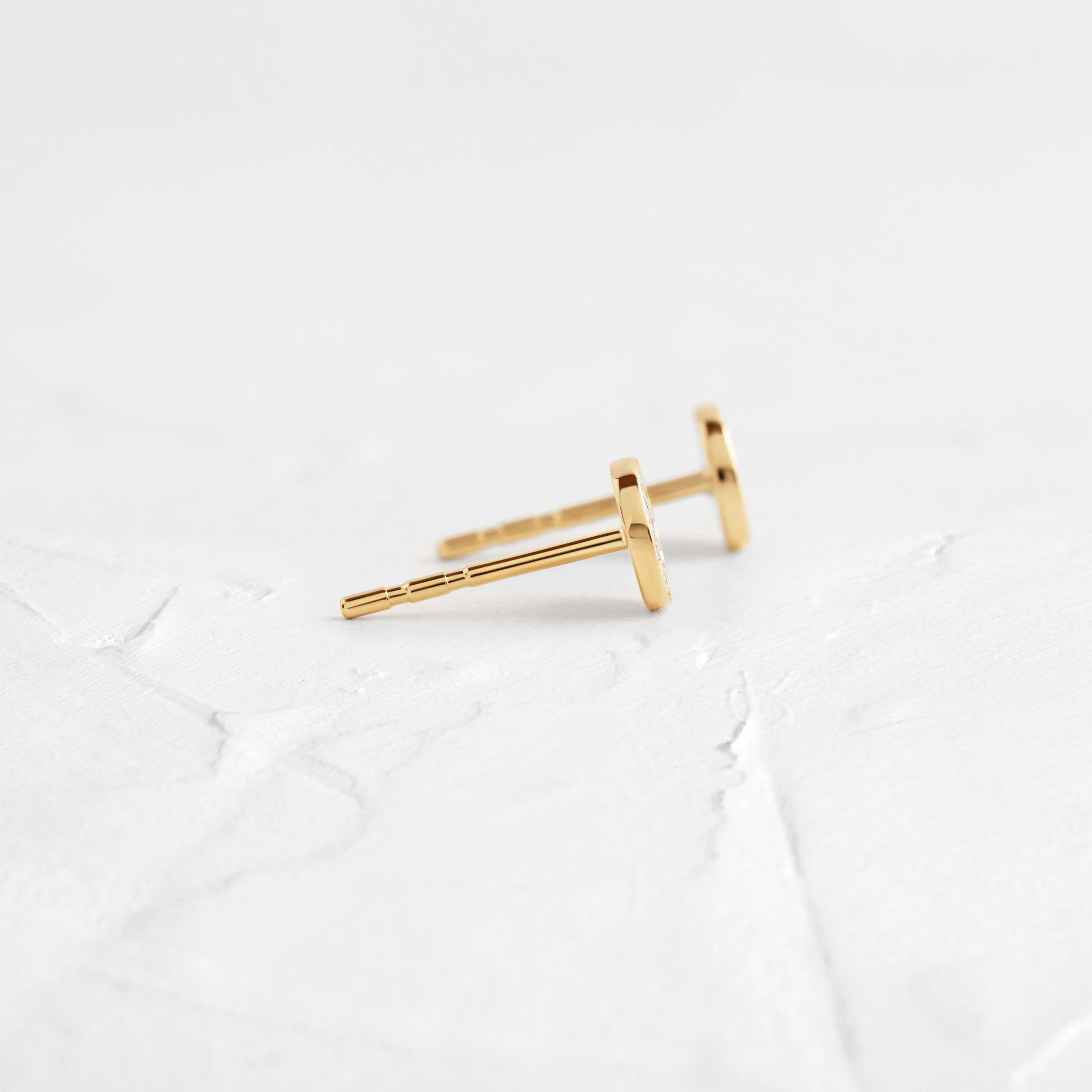 Diamond Mini Disc Stud Earrings - In Stock