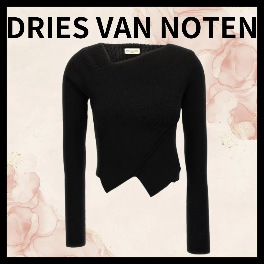 Dries Van Noten  |Crew Neck Casual Style Wool V-Neck Long Sleeves Plain