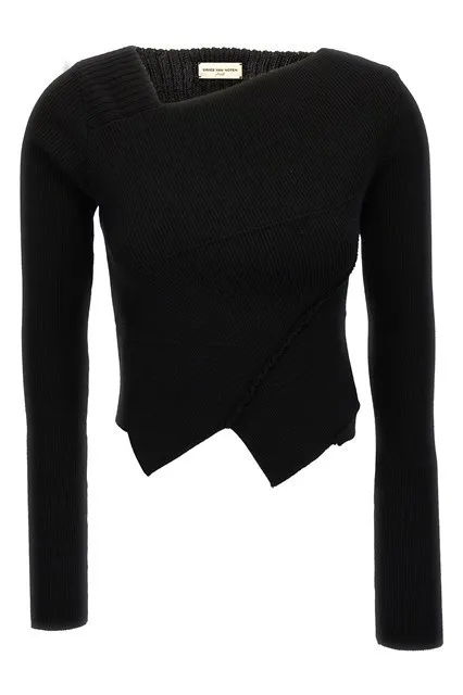 Dries Van Noten  |Crew Neck Casual Style Wool V-Neck Long Sleeves Plain