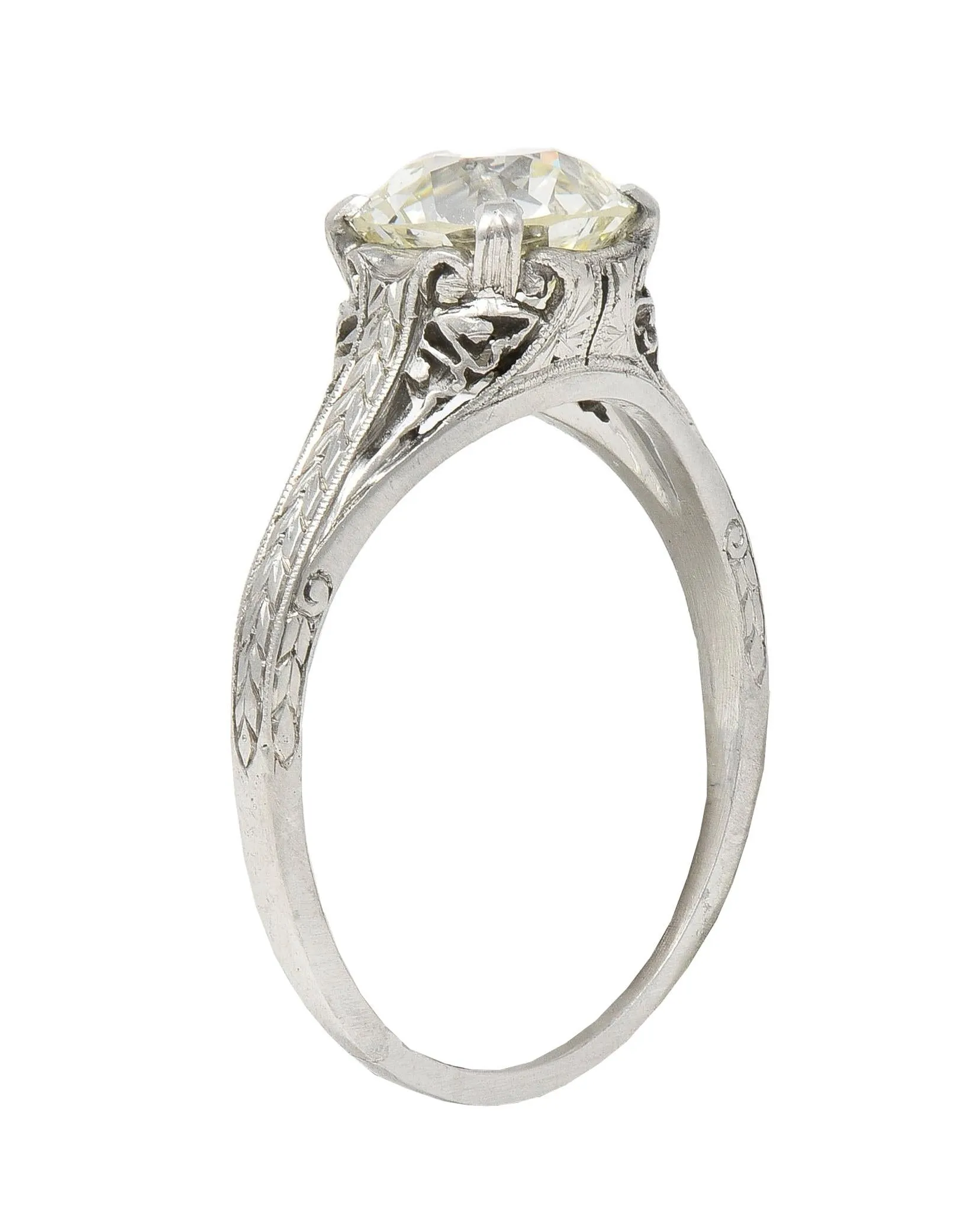 Early Art Deco 1.66 CTW Old Mine Cut Diamond Platinum Butterfly Antique Engagement Ring GIA