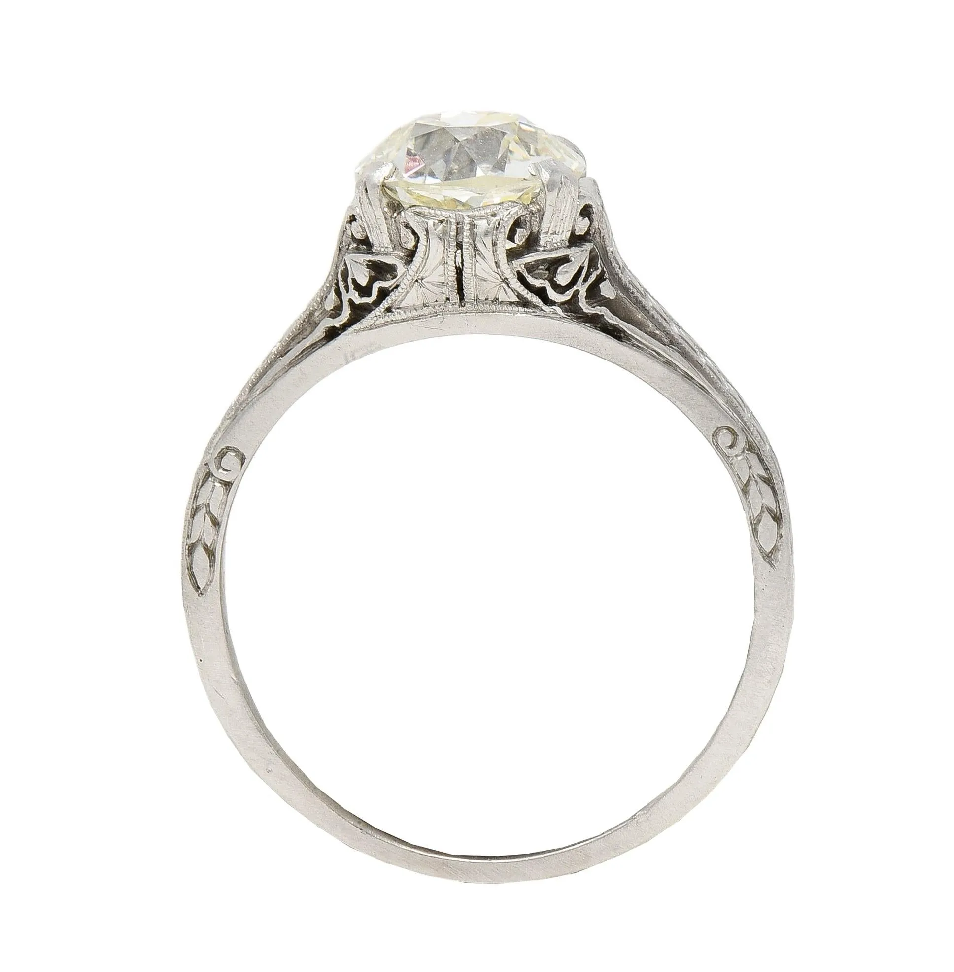 Early Art Deco 1.66 CTW Old Mine Cut Diamond Platinum Butterfly Antique Engagement Ring GIA