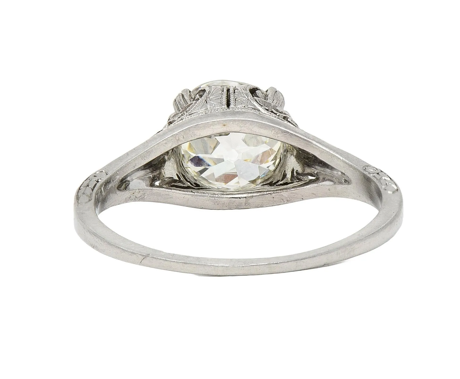 Early Art Deco 1.66 CTW Old Mine Cut Diamond Platinum Butterfly Antique Engagement Ring GIA