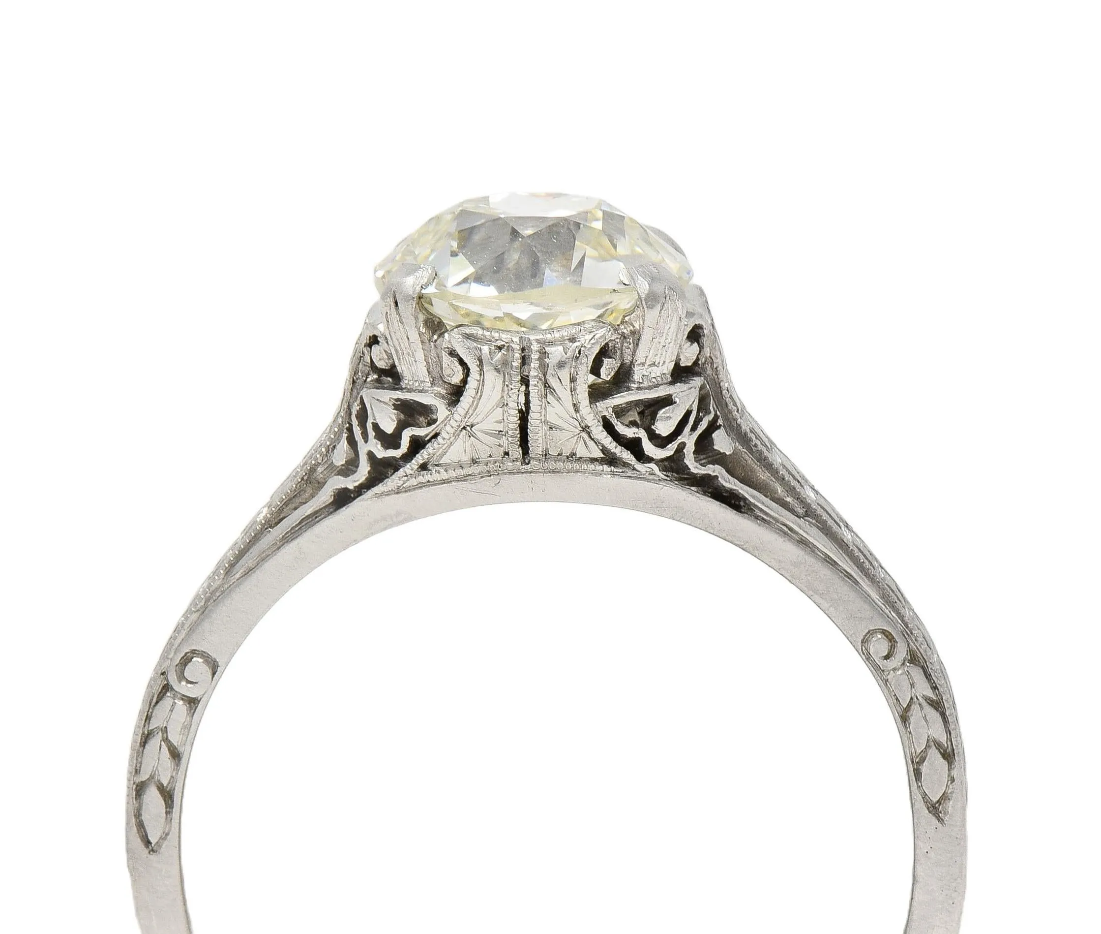 Early Art Deco 1.66 CTW Old Mine Cut Diamond Platinum Butterfly Antique Engagement Ring GIA