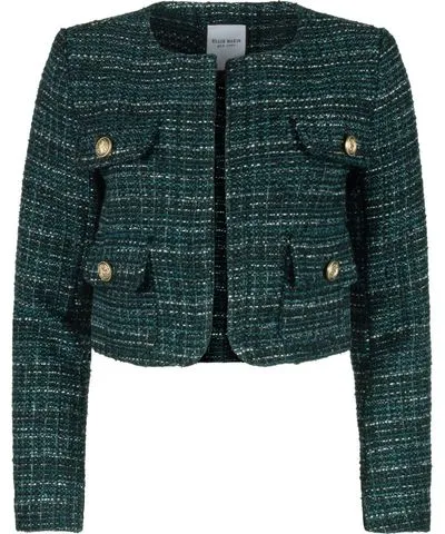 Ellie Makir Women's Green Emerald Wool Tweed Blazer