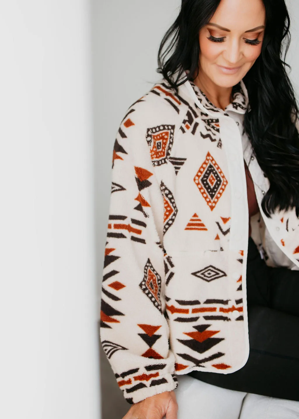 Elly Western Print Fleece Jacket