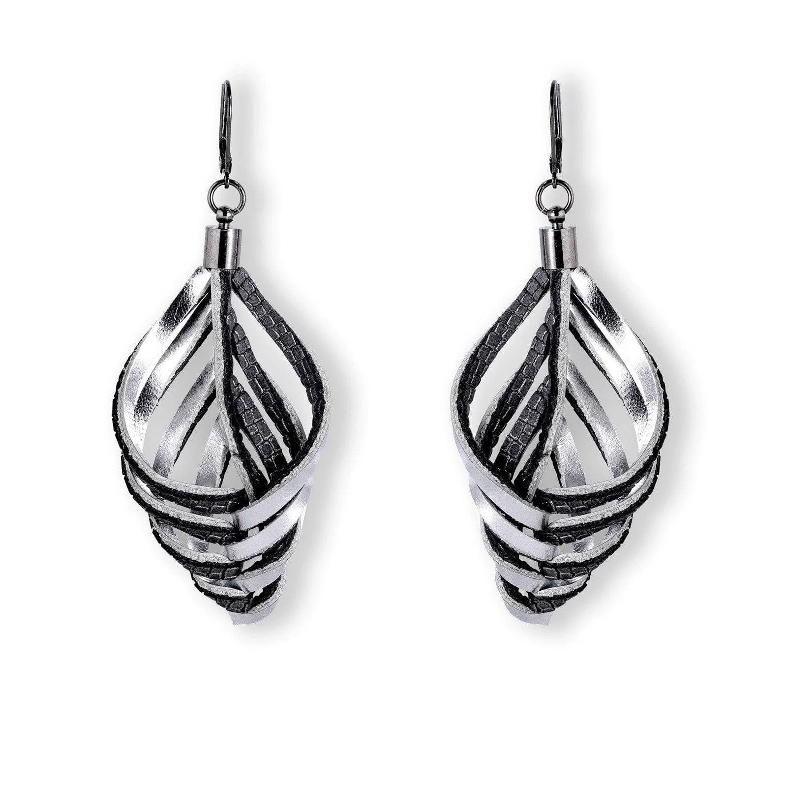 Embrace black and white leather earrings