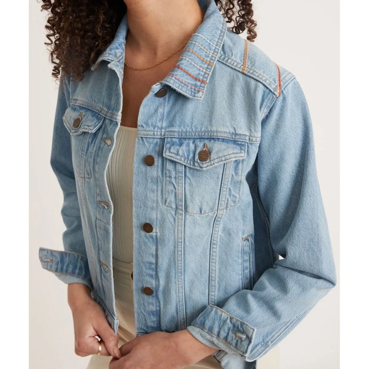 Embroidered Denim Jacket - Light Denim