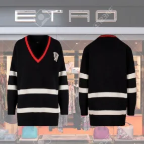 ETRO  |Stripes Casual Style Wool Long Sleeves Logo