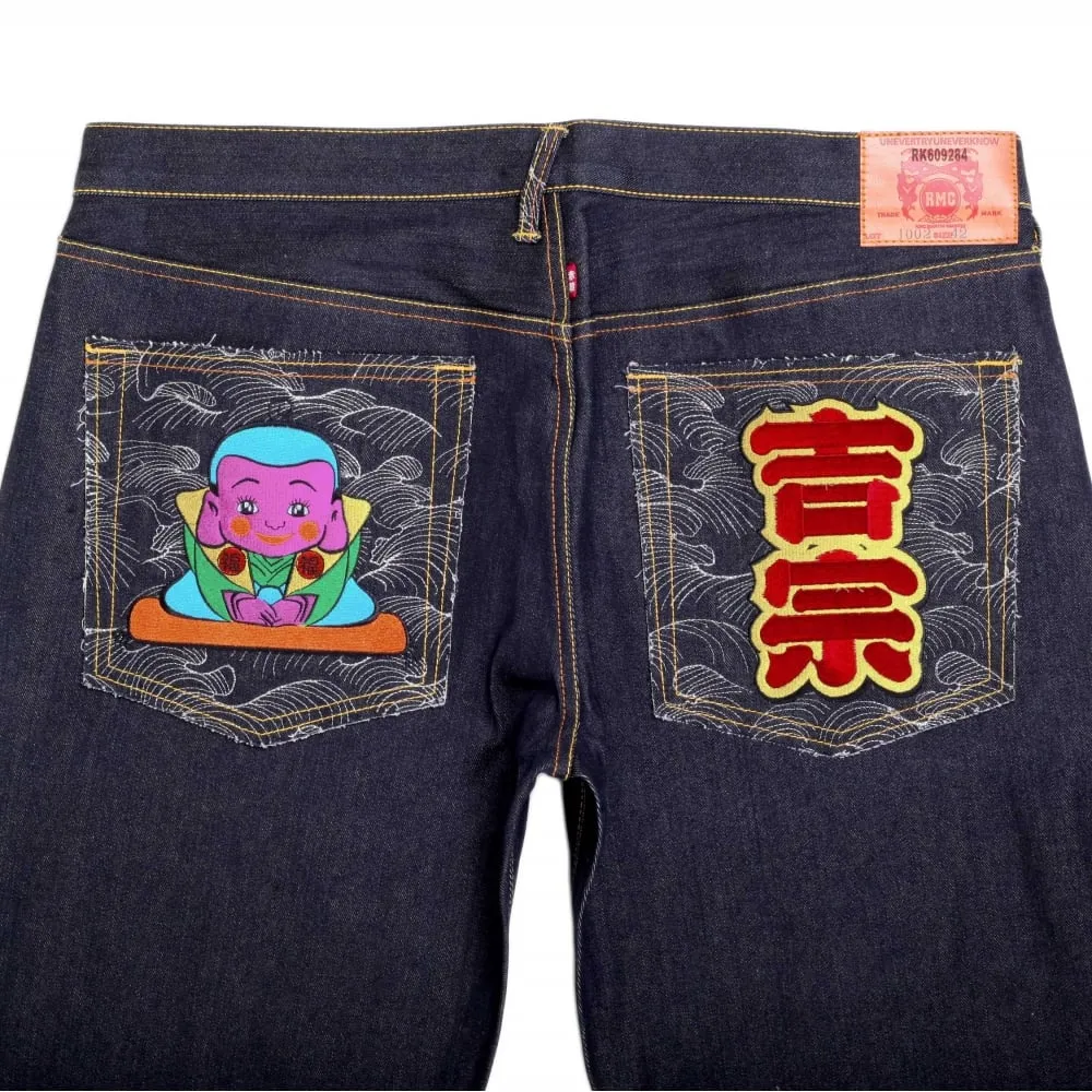 Exclusive Monk Design Dark Indigo Raw Denim Jeans