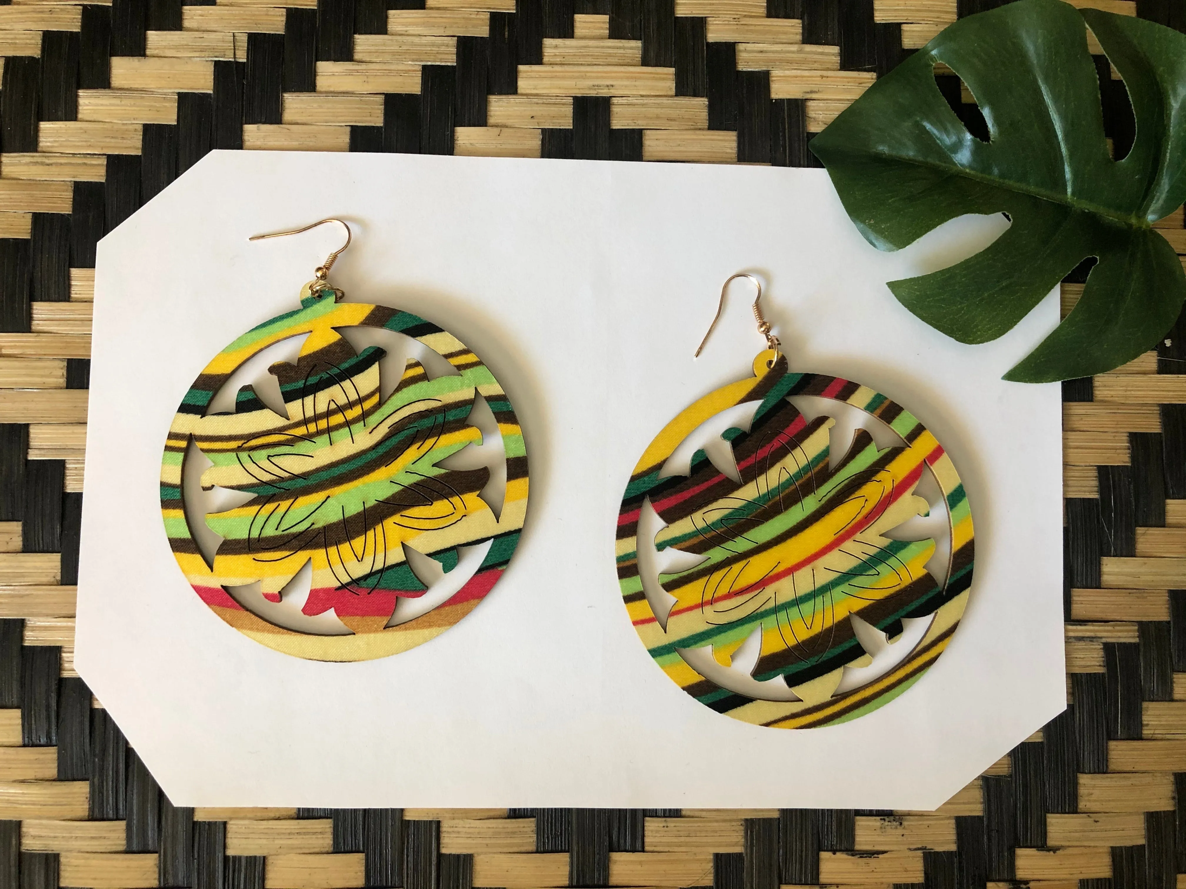 Festival Fabric Wooden Earrings