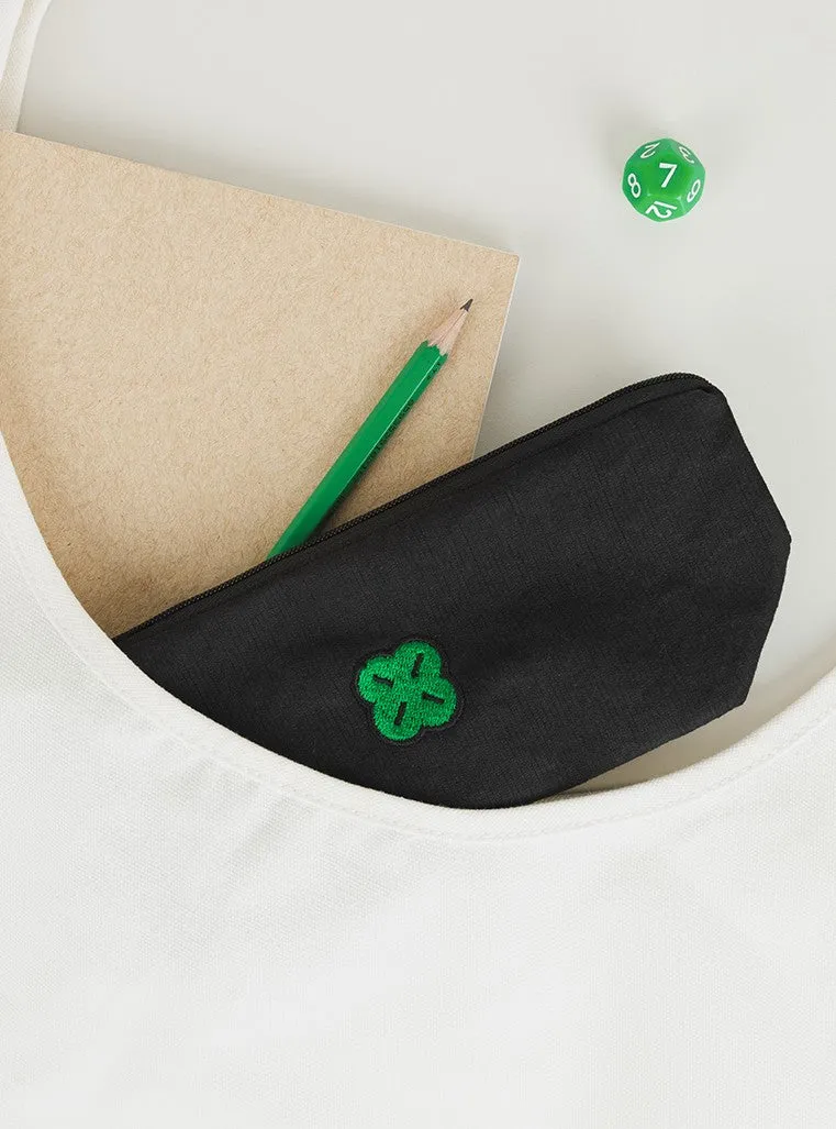 Four-leaf Clover Black Pencil Cases Pouches School Office Stationery