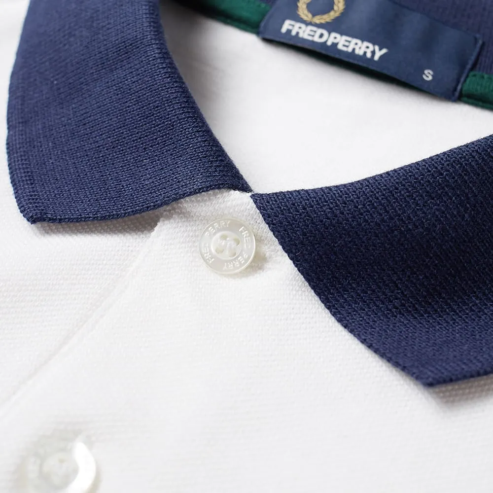 Fred Perry Bomber Sleeve Pique PoloWhite