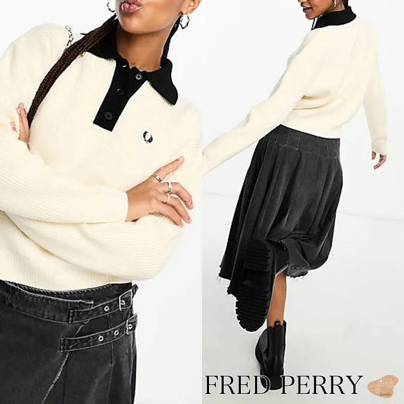 FRED PERRY  |Casual Style Wool Street Style Long Sleeves Plain Logo