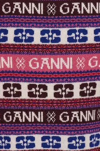 Ganni  |Crew Neck Stripes Monogram Casual Style Wool Long Sleeves