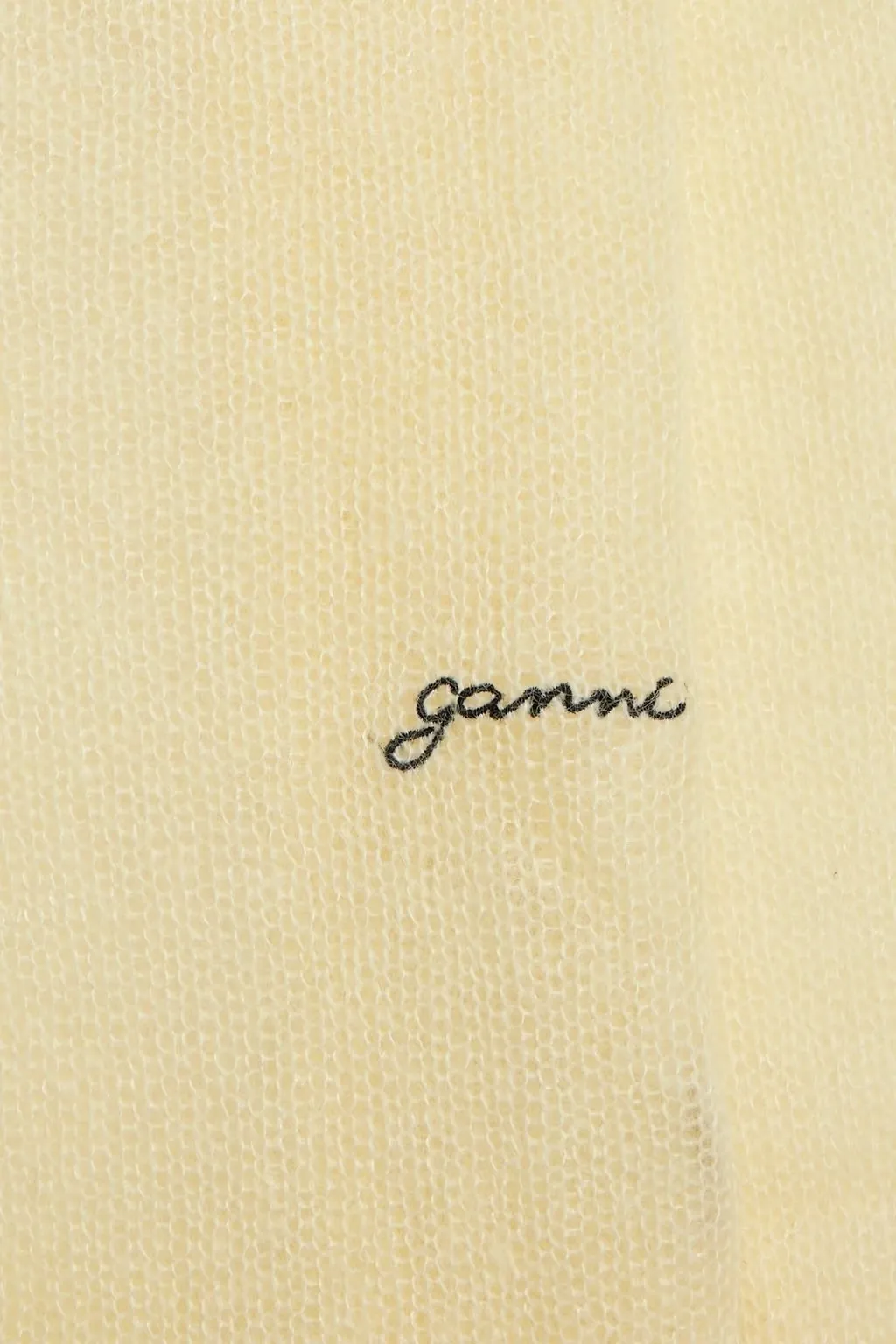 Ganni  |Wool V-Neck Long Sleeves Plain Logo V-neck & Crew neck