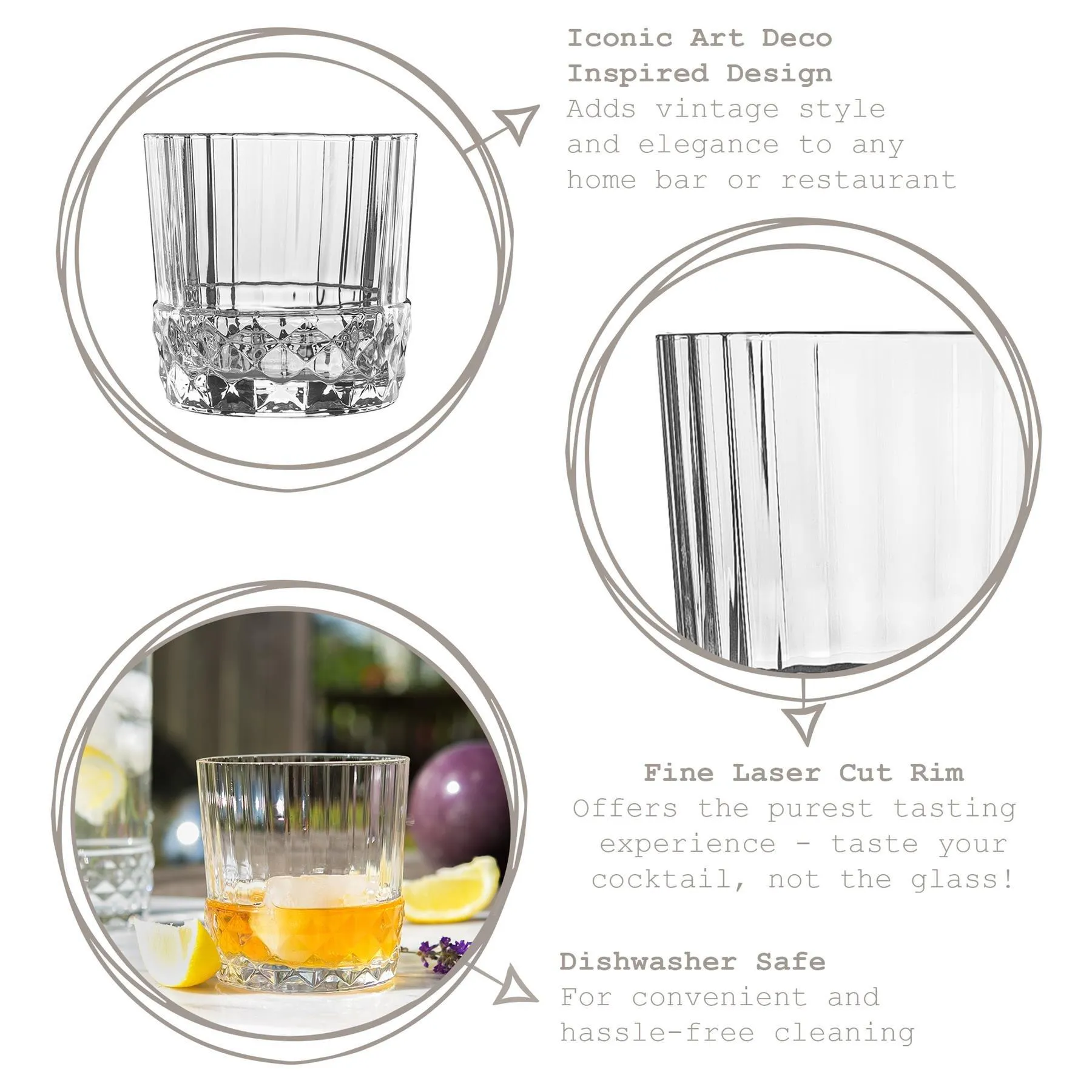 Glassware | America '20s Whisky Glasses - 300ml - Clear - Pack of 6 | Bormioli Rocco