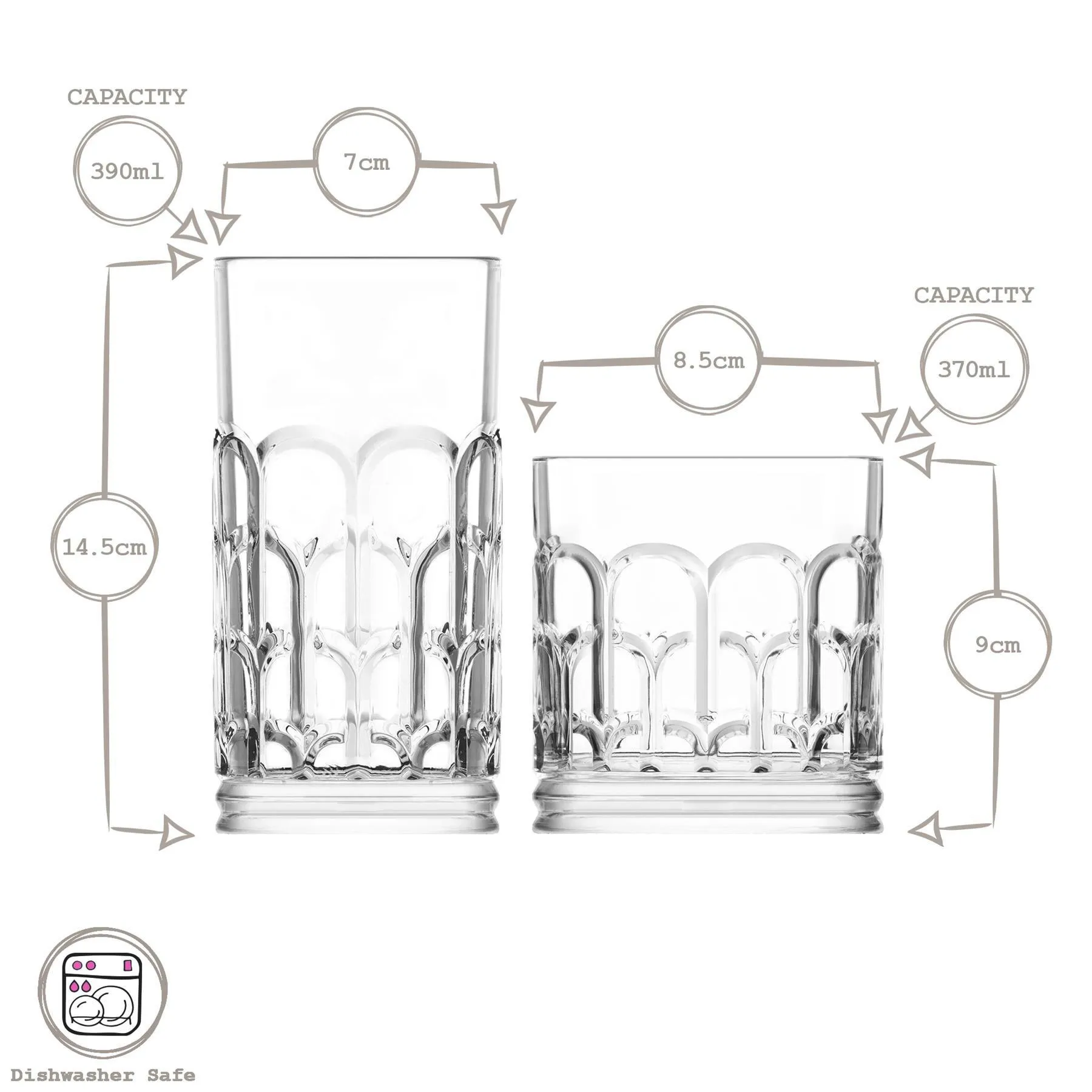 Glassware | Archie Highball Glasses & Tumblers 12pc Set | LAV