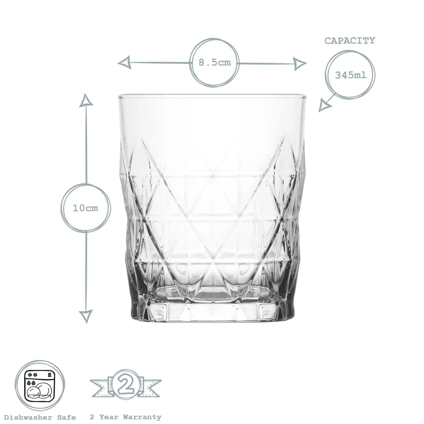 Glassware | Keops Whisky Glasses - 345ml - Clear - Pack of 12 | LAV