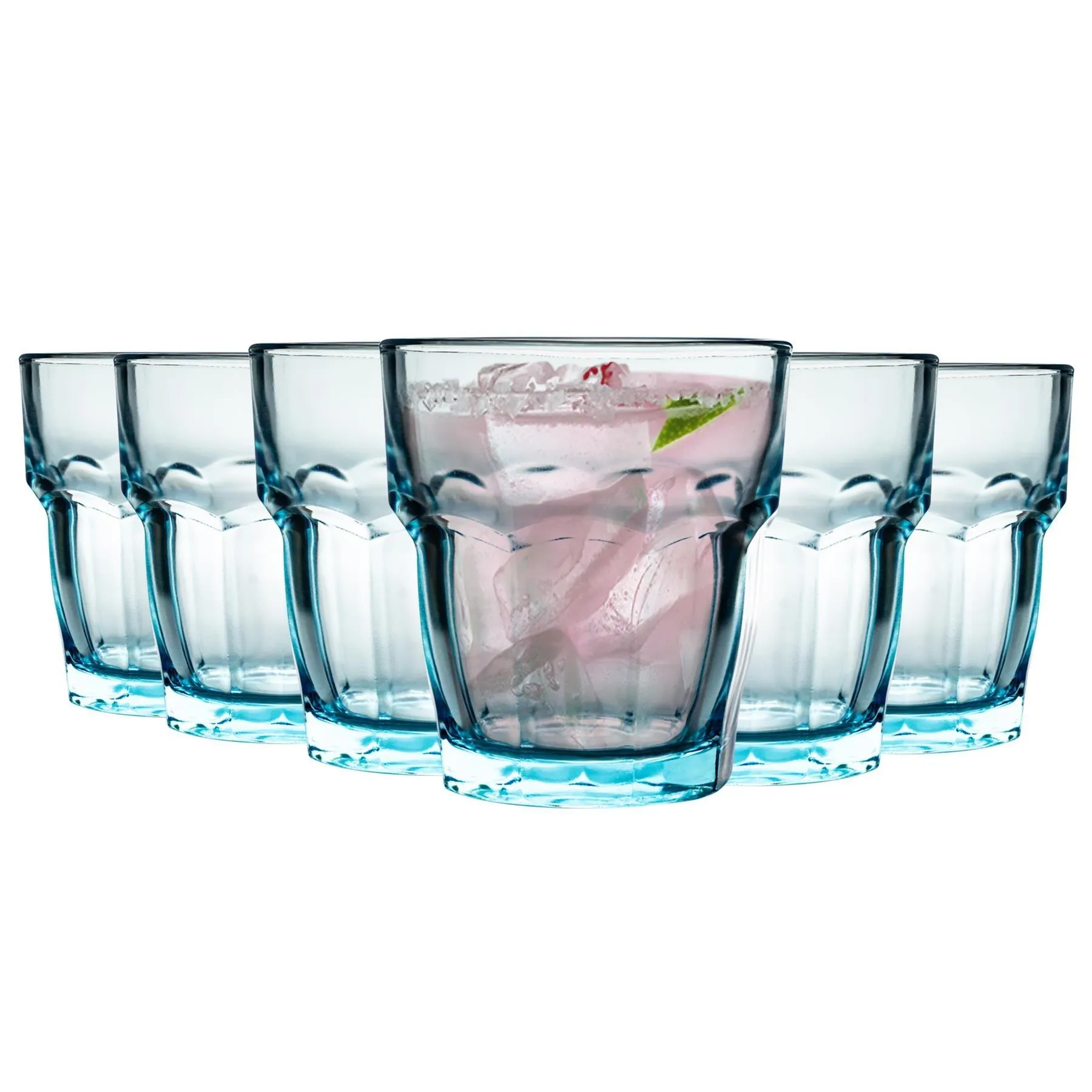 Glassware | Rock Bar Lounge Water Glasses - 270ml - Blue - Pack of 6 | Bormioli Rocco