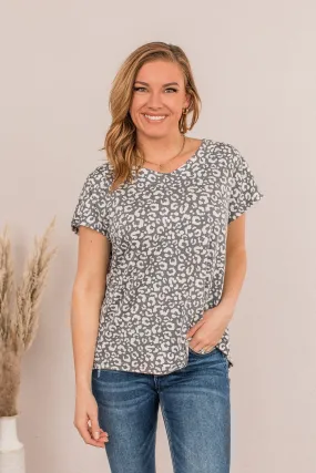 Going In Fierce Leopard Top- Charcoal