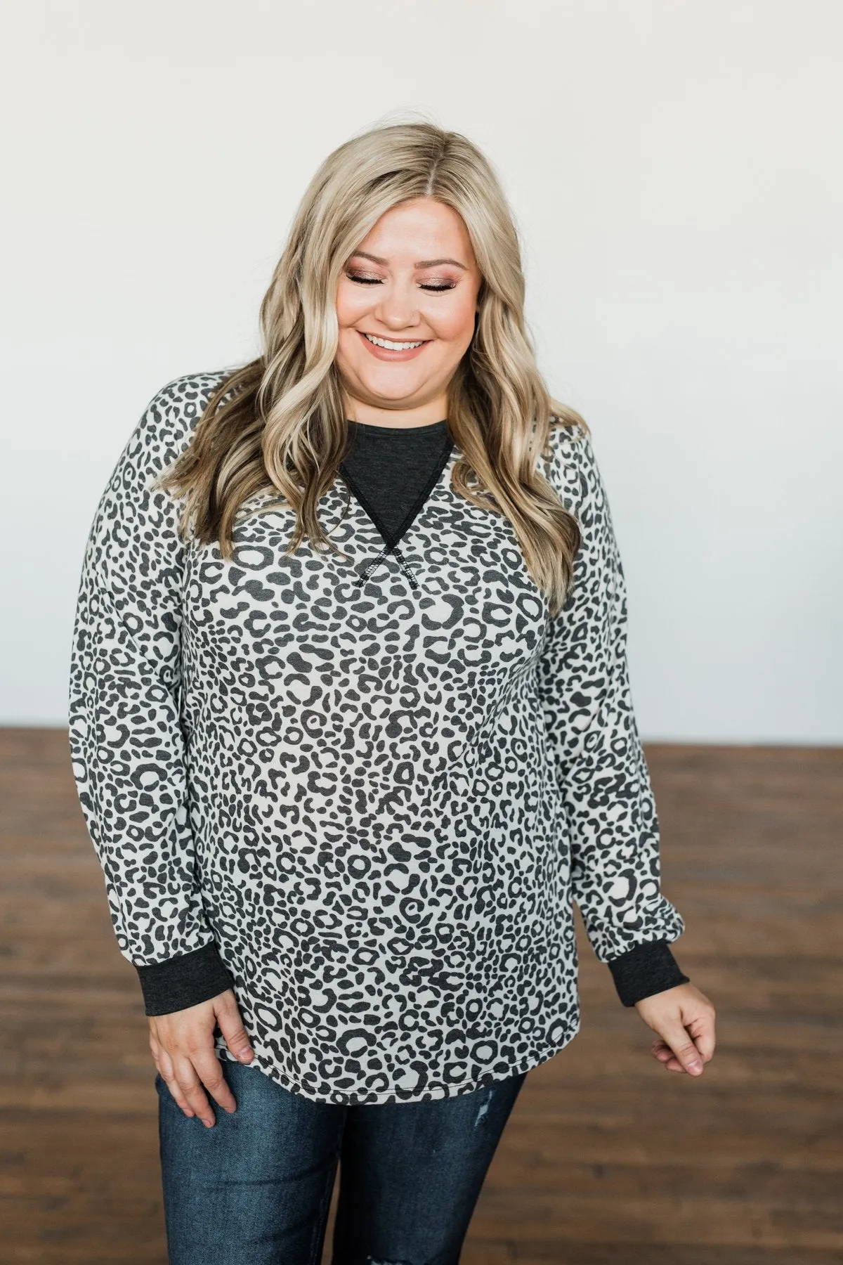 Going Wild Leopard Top- Charcoal & Cream