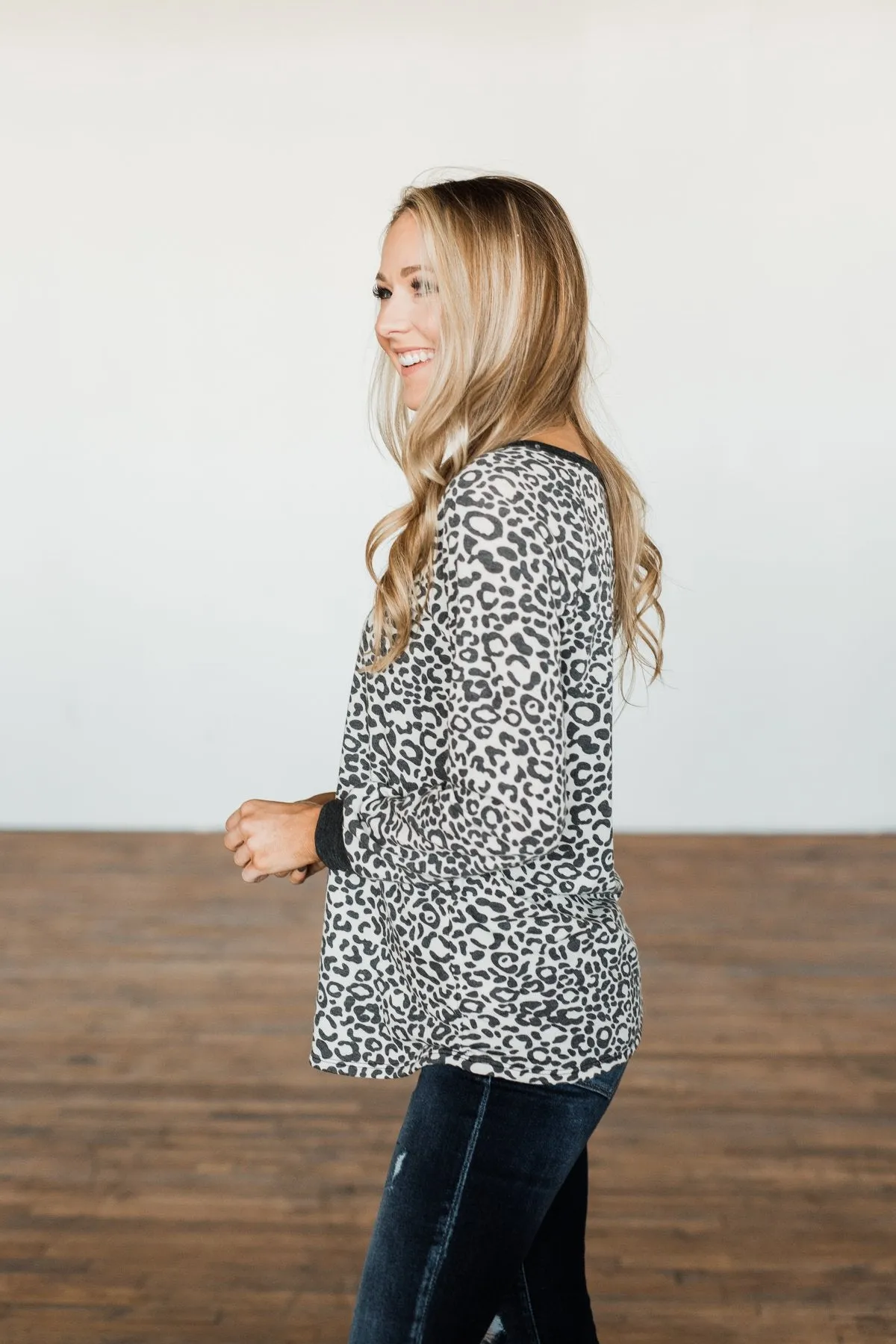 Going Wild Leopard Top- Charcoal & Cream