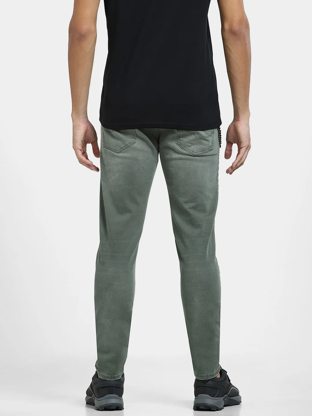 Green Low Rise Patch Work Slim Fit Jeans