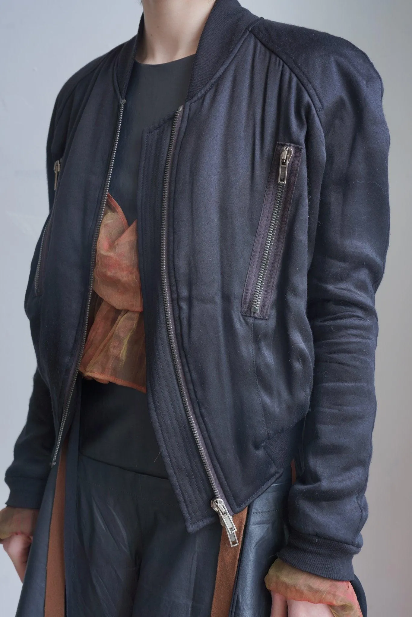 Haider Ackermann black silk bomber jacket