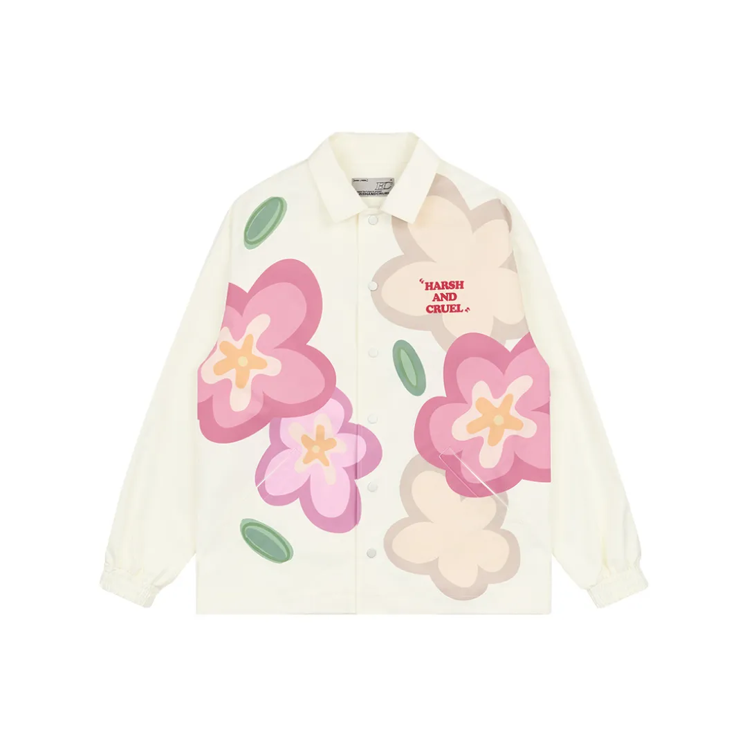 Handpainted Cartoon Flowers Coach Jacket