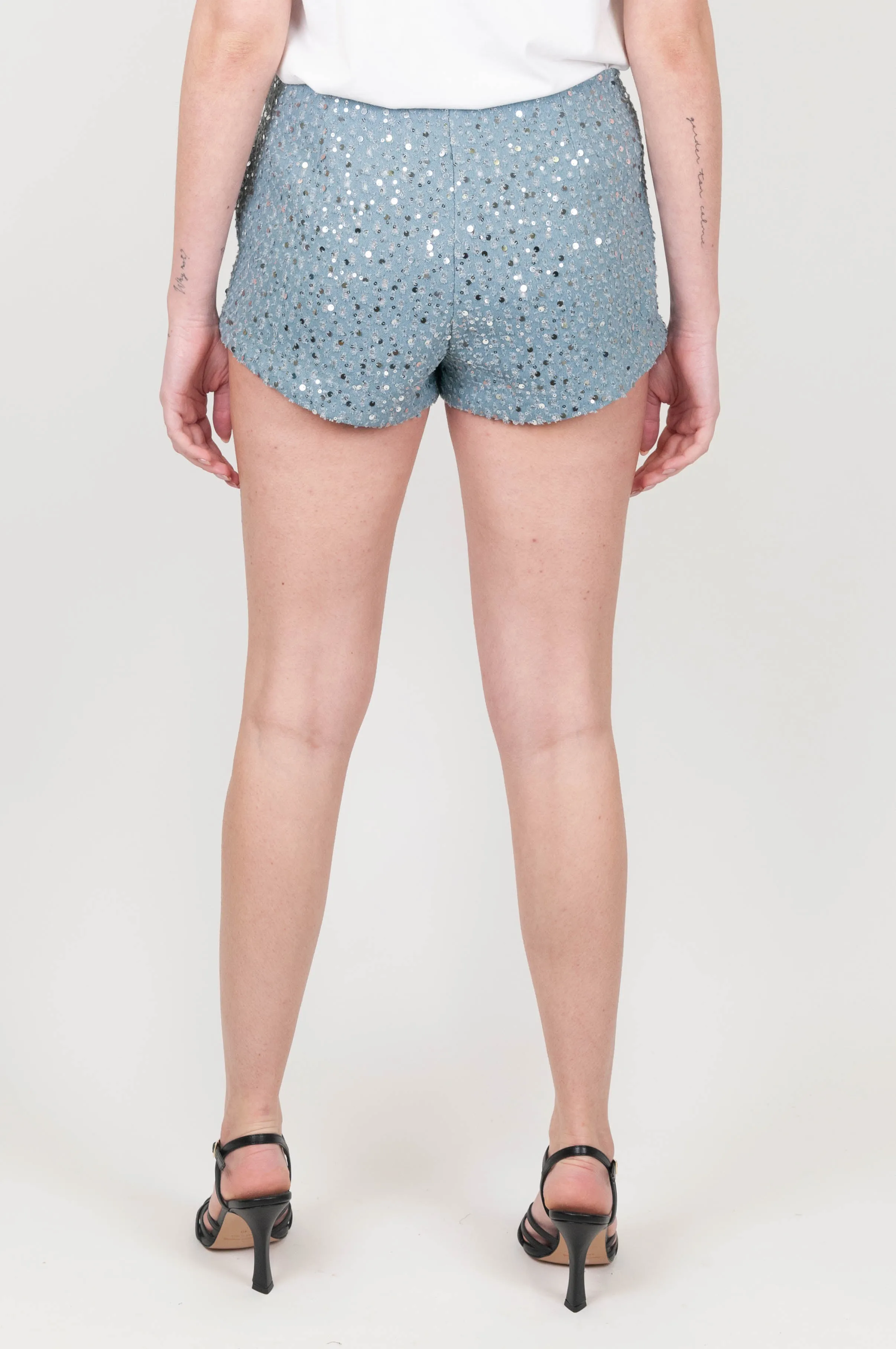 Haveone - Shorts paillettes con elastico in vita