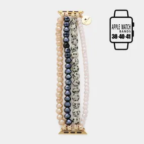 iLLASPARKZ Faceted Beads Natural Stone Beaded Multi Layered Apple Watch Band