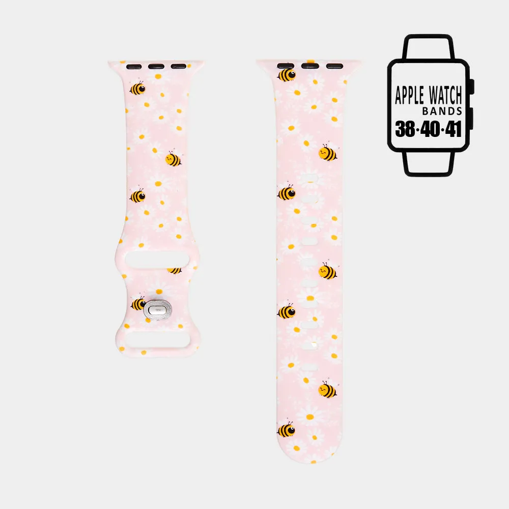 iLLASPARKZ Honey Bee Flower Pattern Apple Watch Silicone Band