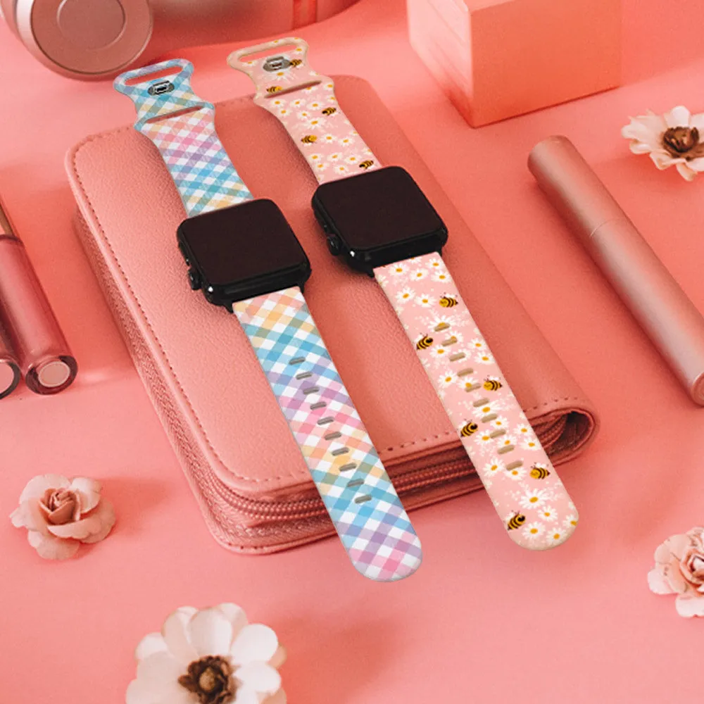 iLLASPARKZ Honey Bee Flower Pattern Apple Watch Silicone Band