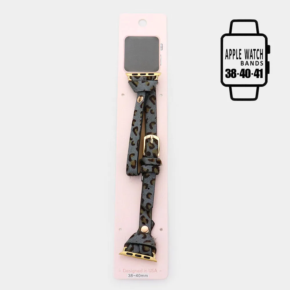 iLLASPARKZ Leopard Patterned Faux Leather Warp Apple Watch Band