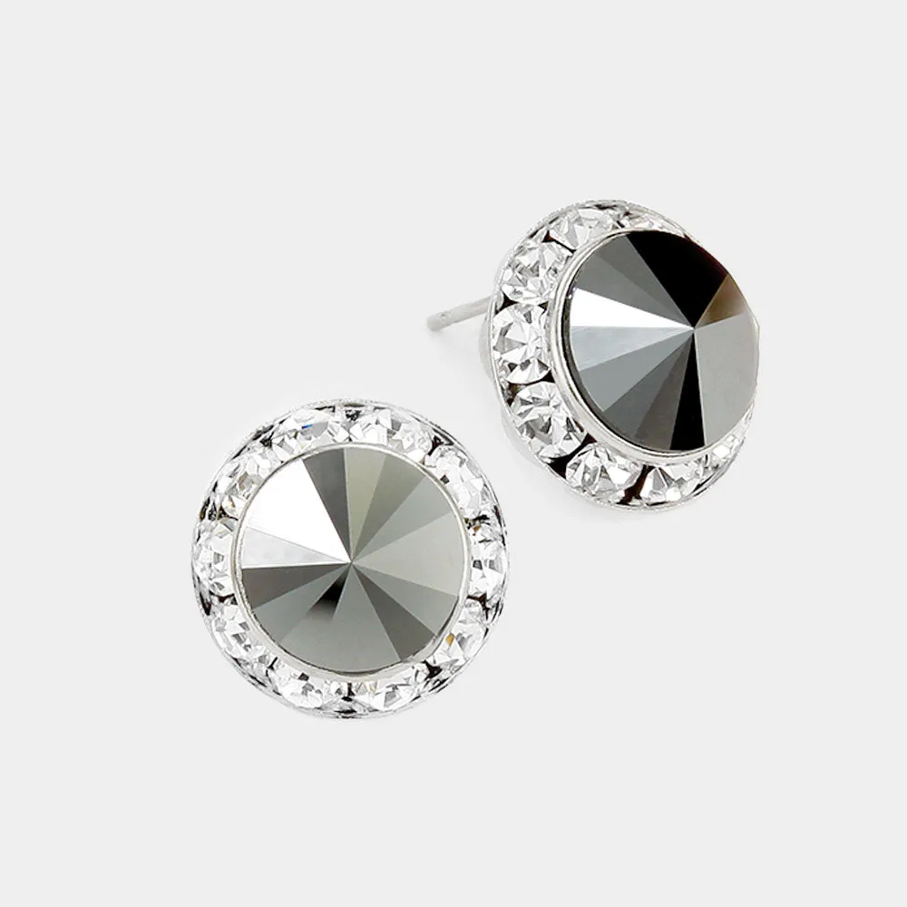 iLLASPARKZ Rivoli Cut Genuine Crystal Round Stud Earrings