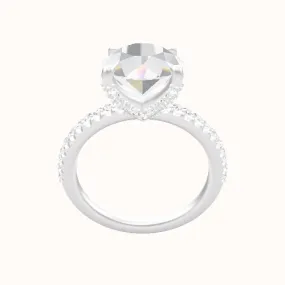 illusion Pave Engagement Ring With Double Pave V Prong Head