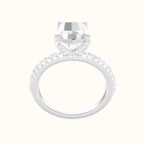 illusion Pave Engagement Ring With Pave Petal Four Prong Head