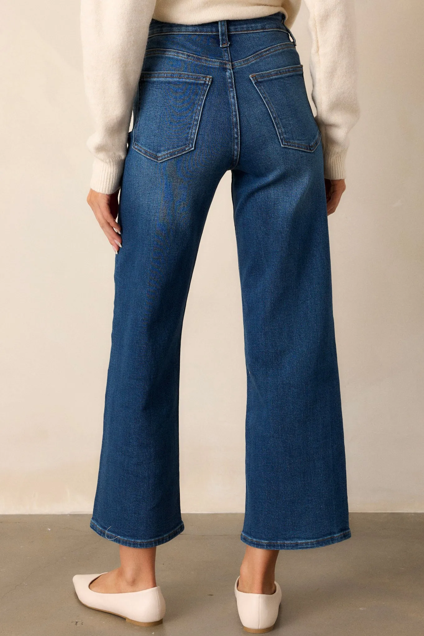 Into The Clouds Dark Wash Cropped Wide Leg Jeans (RESTOCK ETA JANUARY)