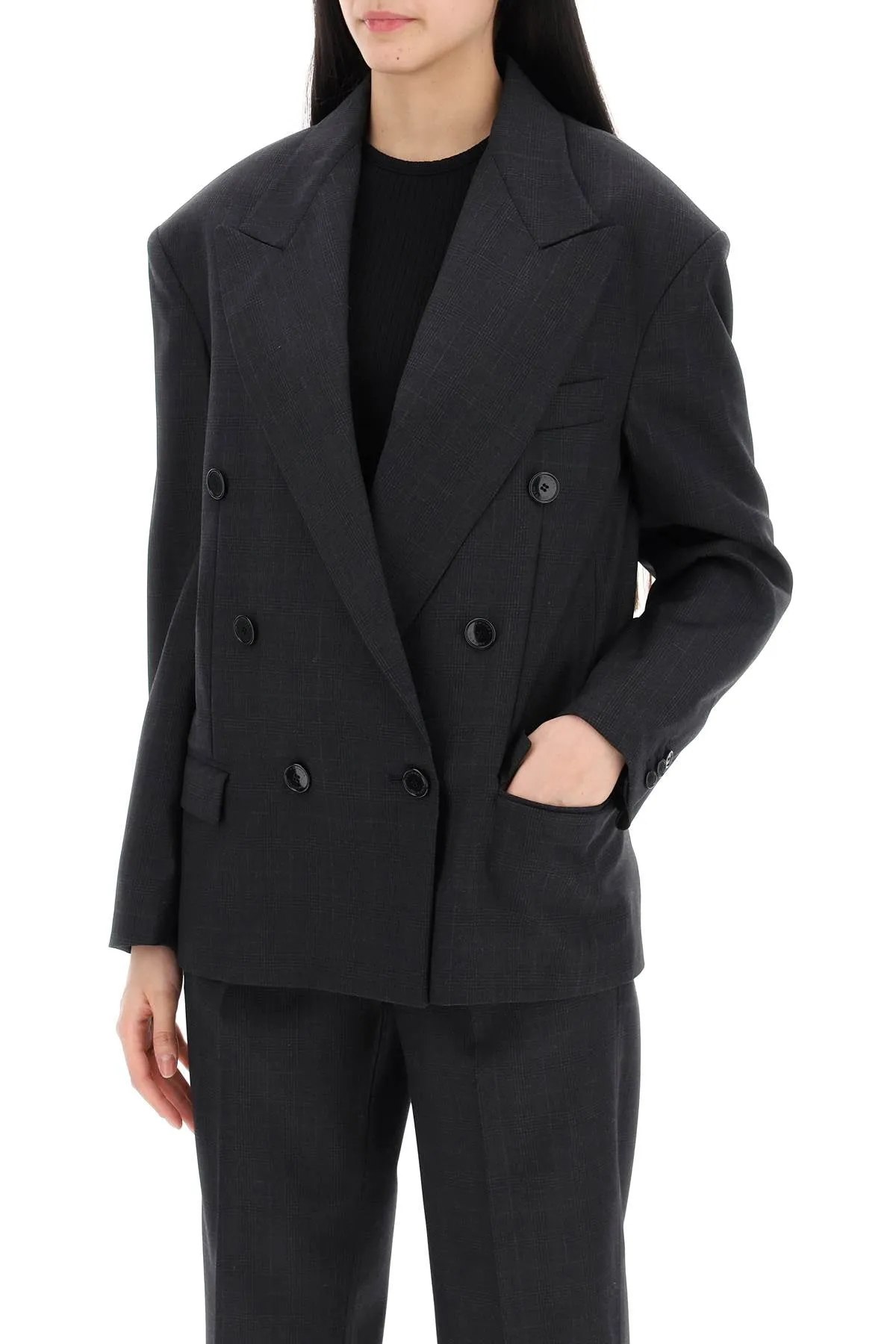 Isabel marant virgin wool klero blazer VE0140FA B1F01I ANTHRACITE