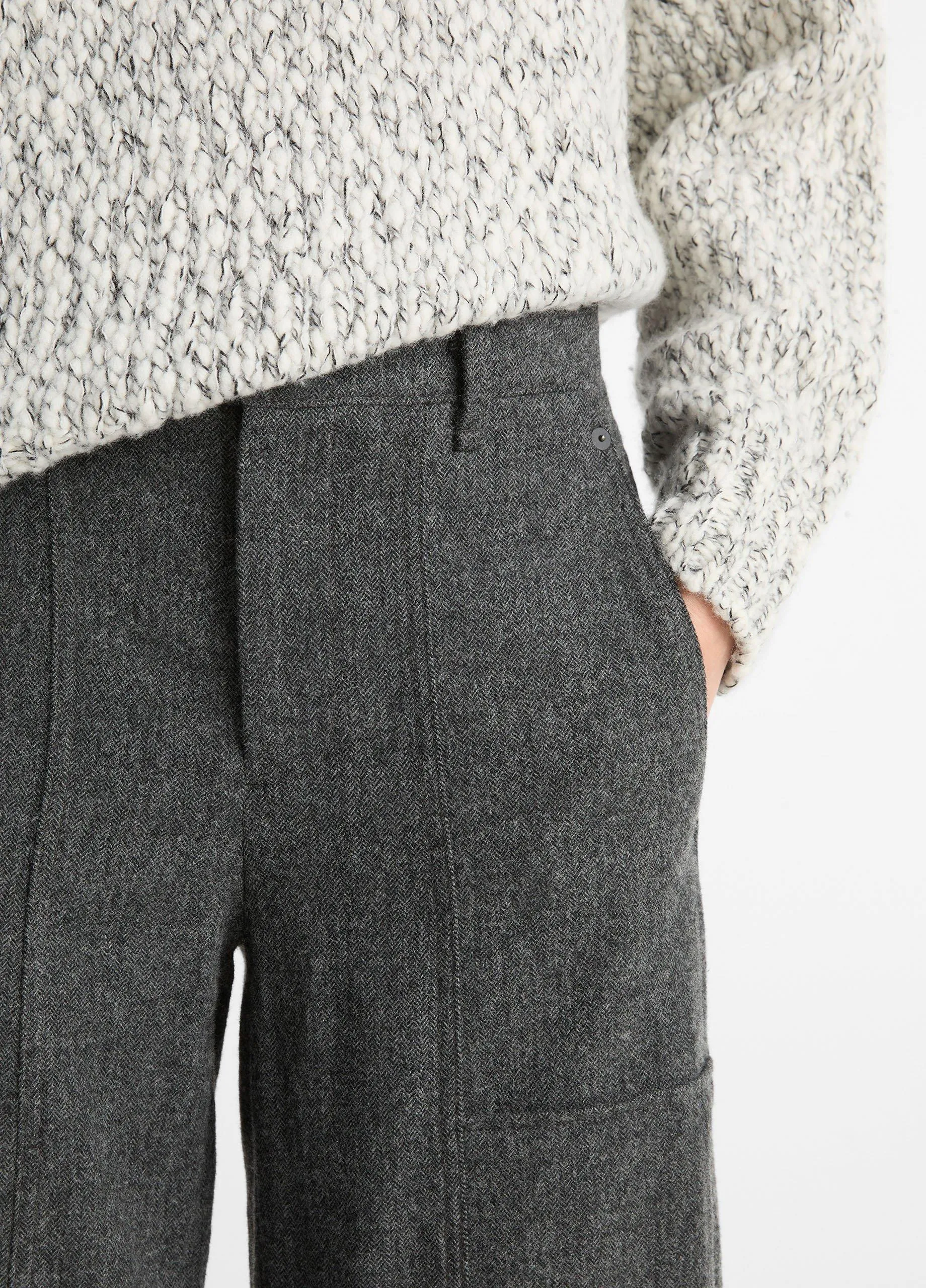 Italian Herringbone Wool-Blend Utility Pant