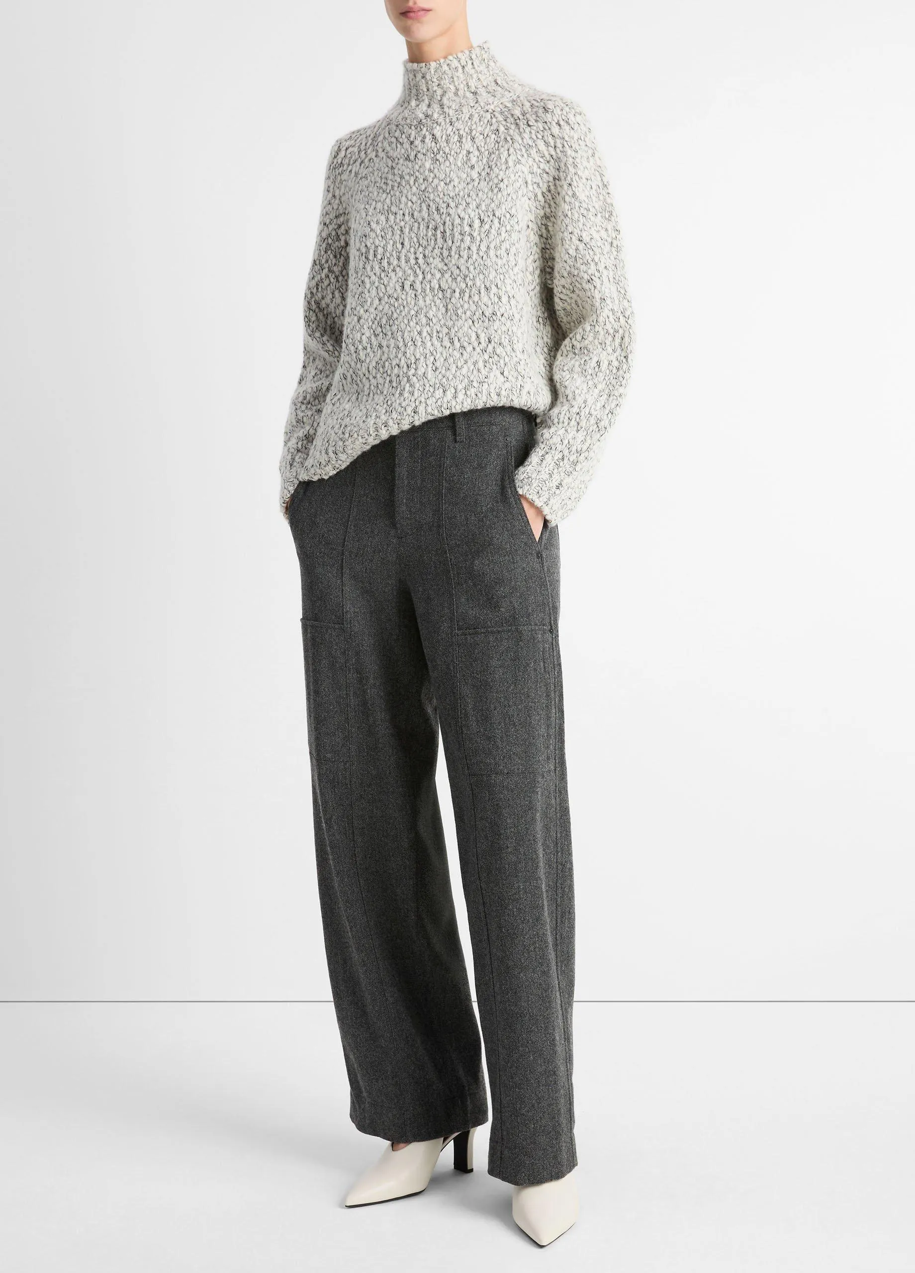 Italian Herringbone Wool-Blend Utility Pant